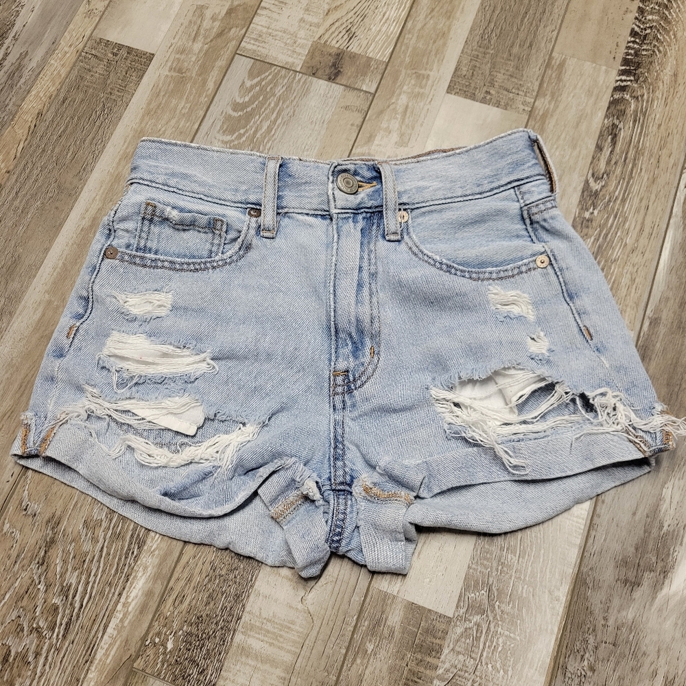 00 Aeropostale Ripped Denim Rolled Cuff Mom Short